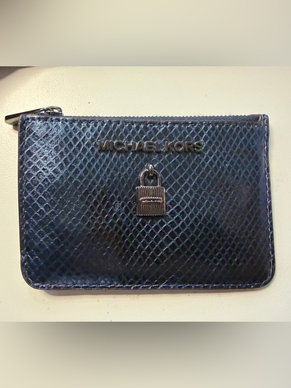 NWT Michael Kors Adele Small Zip Coin Pouch ID Wallet - Midnight Blue